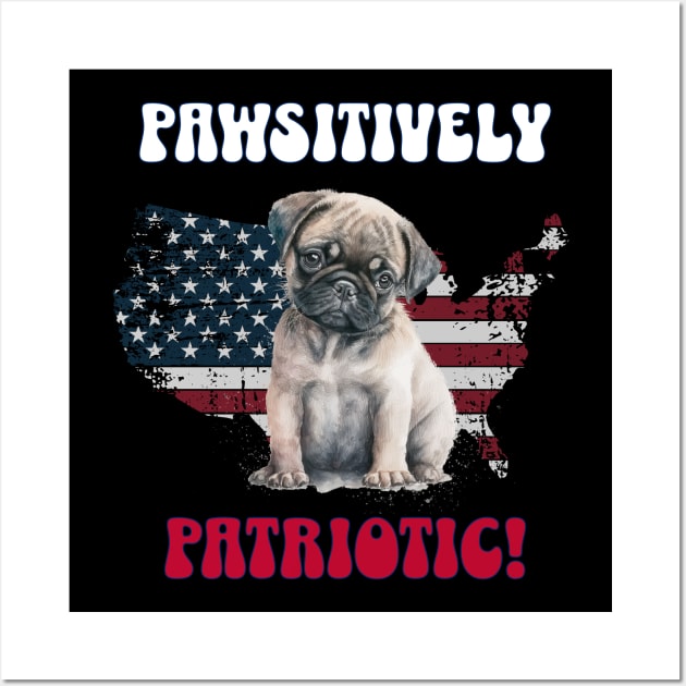 4th of July Independence Day Patriotic French Bulldog Funny Design for Dog Lovers Wall Art by EndlessDoodles